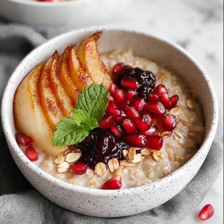 Steel Cut Oats with Maple Roasted Pears and Pomegranate Recipe