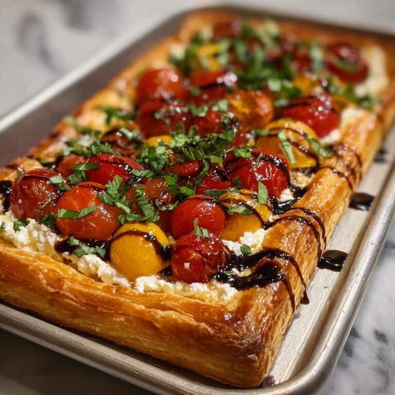 Puff Pastry Pizza with Cherry Tomatoes, Basil, and Balsamic Glaze Recipe