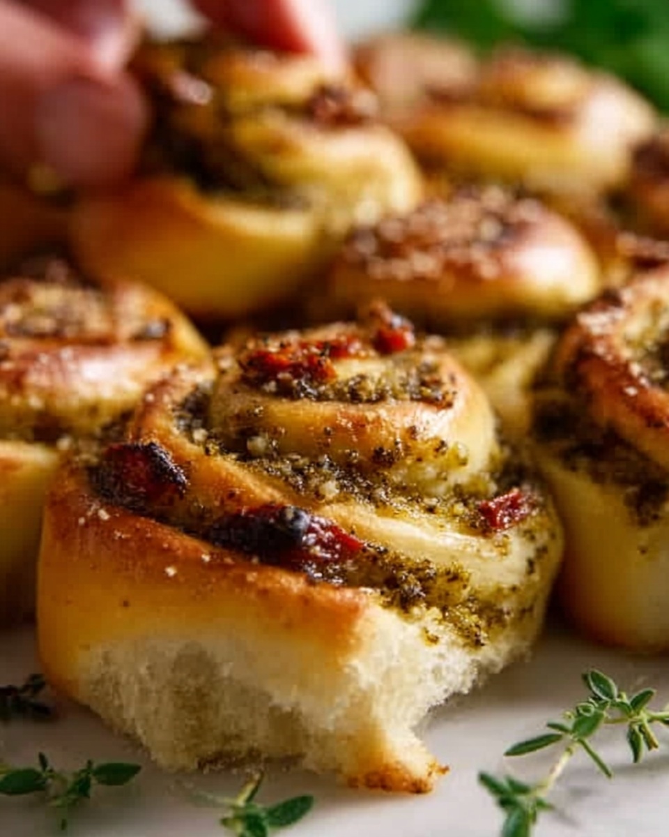 Festive Pesto Crescent Rolls with Cheesy Topping Recipe - Recipe Image