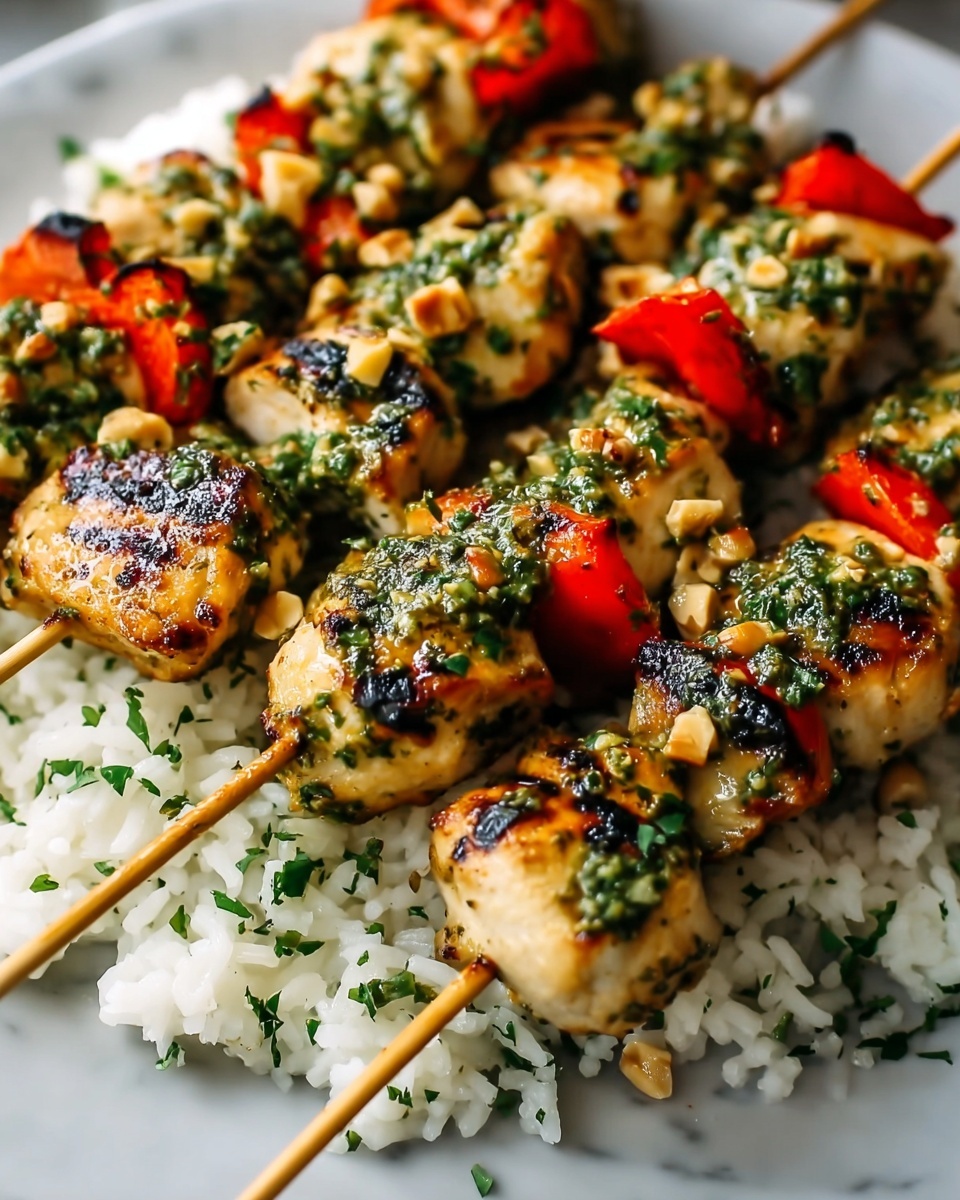 Thai Spicy Basil Chicken Skewers with Cashew Sauce and Gremolata Topping Recipe - Recipe Image