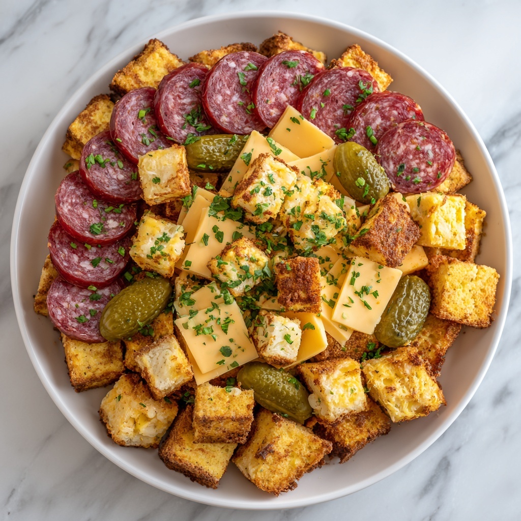 Easy Marinated Cheese Appetizer with Salami & Pickles Recipe - Recipe Image