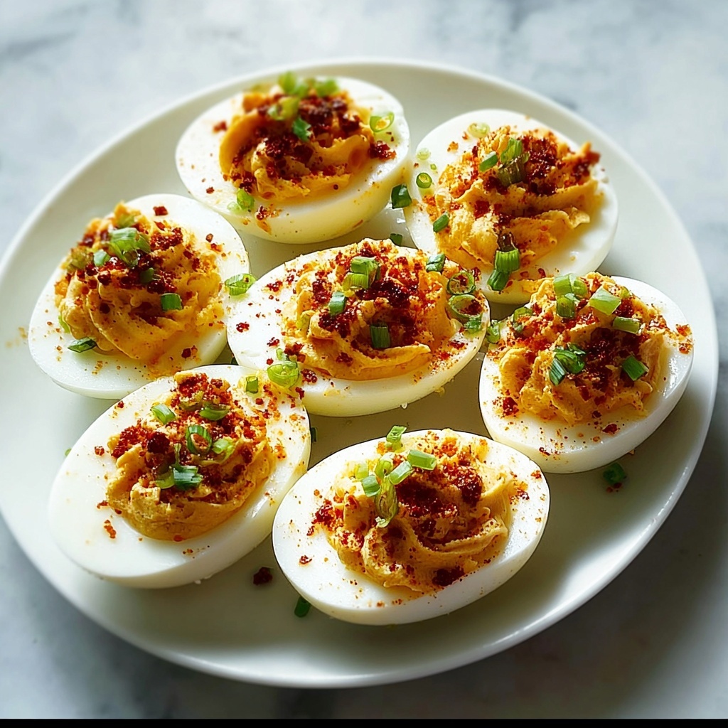 Spice Up Your Party: Korean Gochujang Deviled Eggs Delight Recipe - Recipe Image