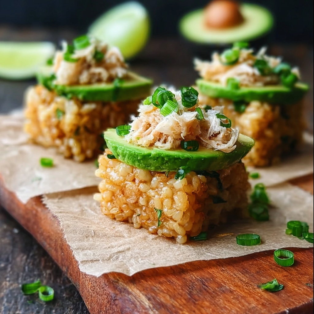 Crispy Rice with Spicy Crab and Avocado: Epic Flavor Fusion Recipe - Recipe Image