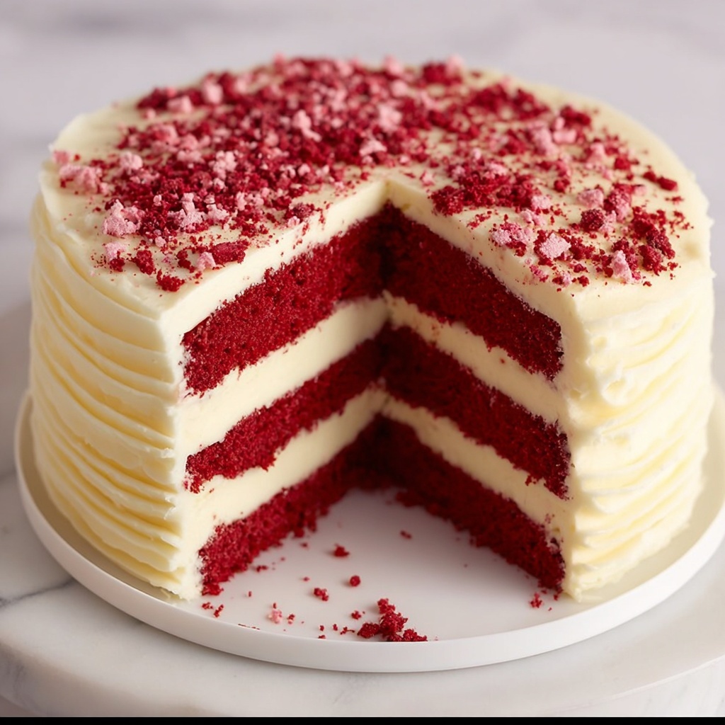 Delicious Red Velvet Cake with Cream Cheese Frosting Recipe - Recipe Image
