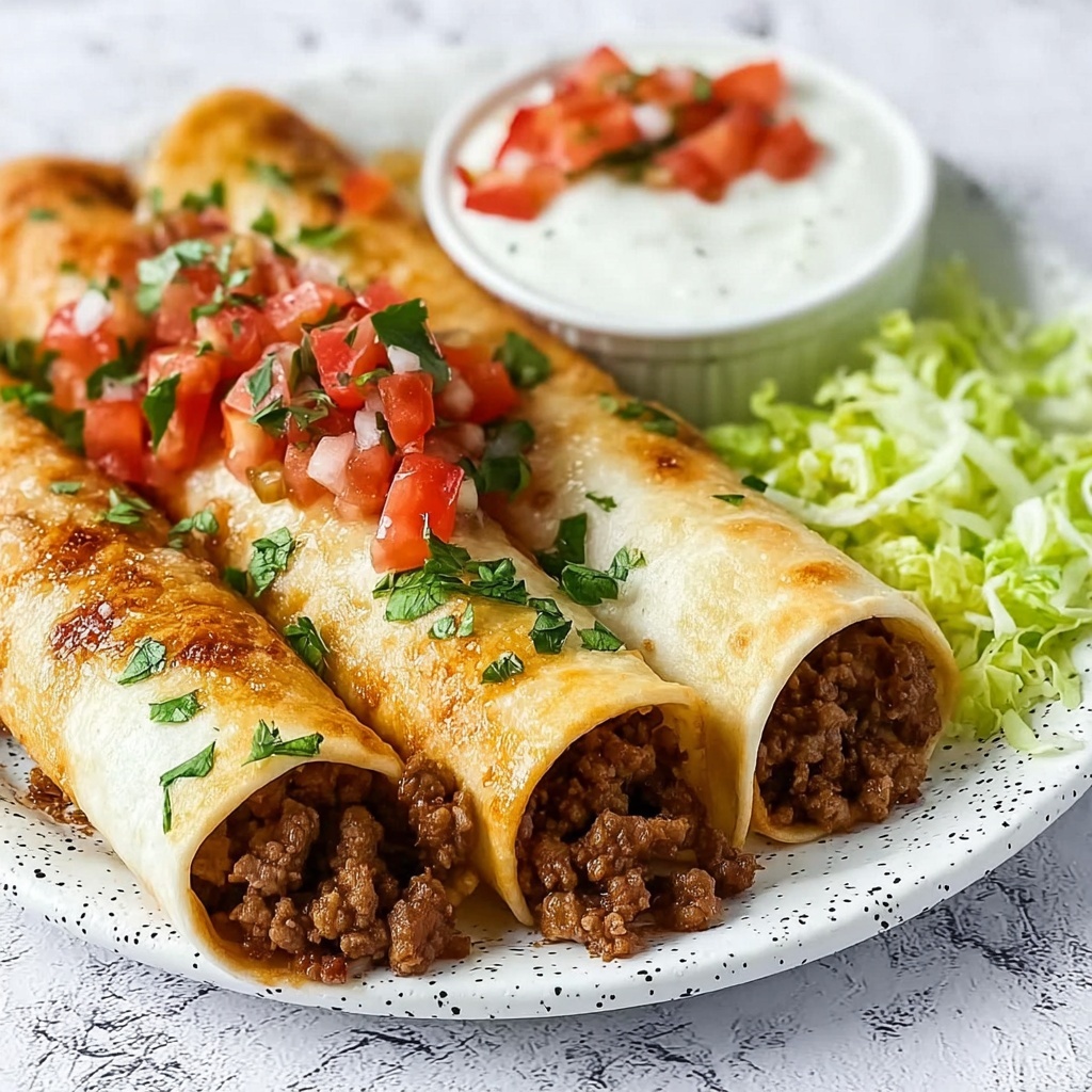 Beef Taquitos with Lime-Cilantro Sour Cream Recipe - Recipe Image