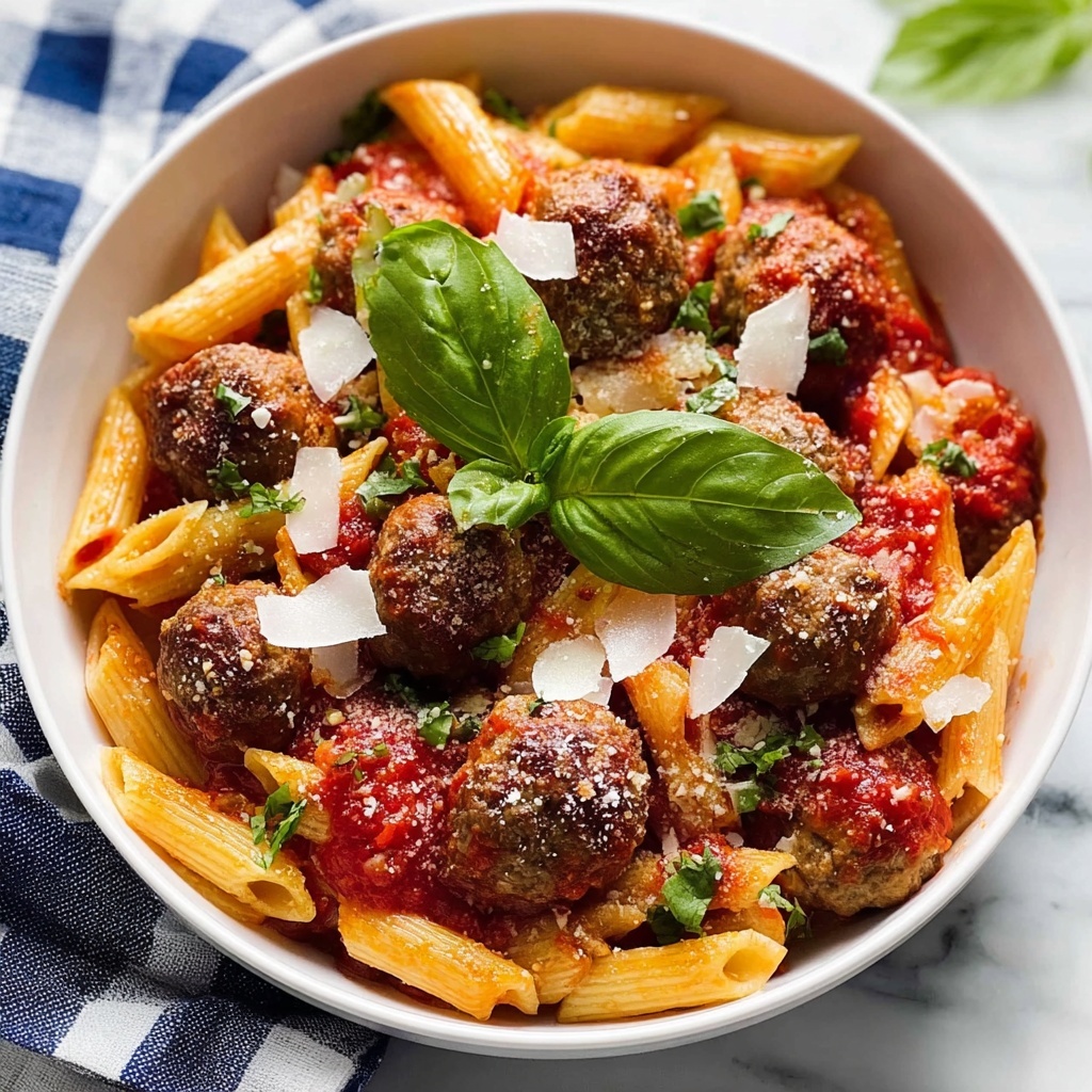 Three-Cheese Meatball Mostaccioli Recipe - Recipe Image