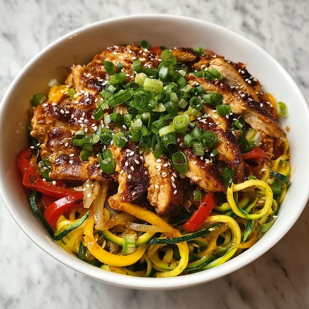 Garlic Chicken Zucchini Noodles Stir Fry Recipe - Recipe Image