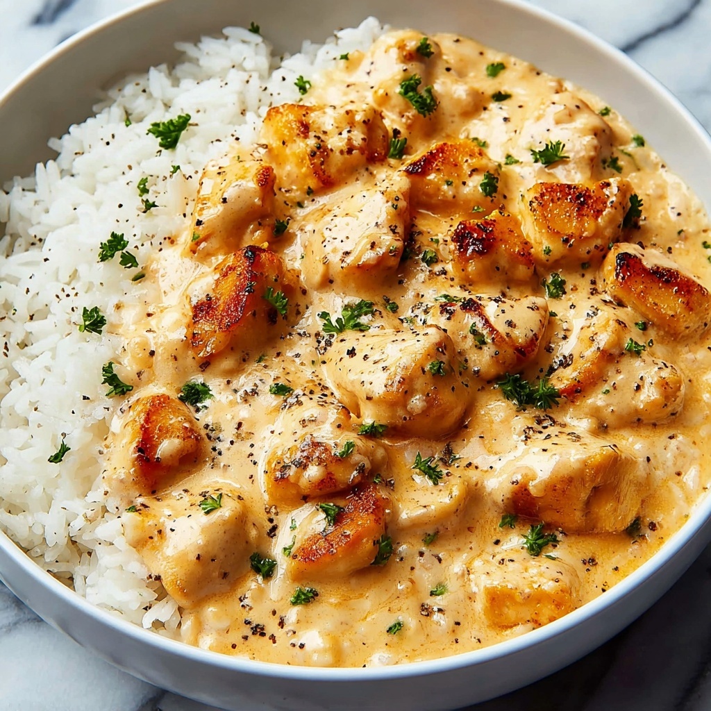Creamy Smothered Chicken and Rice Recipe - Recipe Image