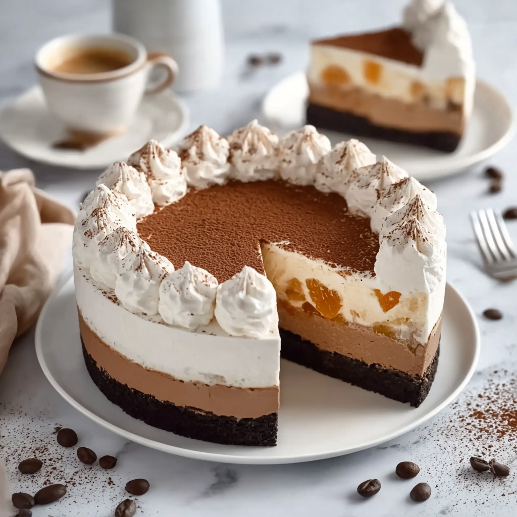 Sumptuous Espresso-Infused Biscuit and Cream Cheese Cake Recipe - Recipe Image