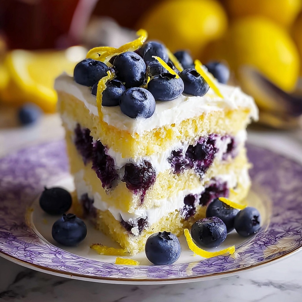 No-Bake Lemon Dazzling Blueberry Cream Cake Recipe - Recipe Image