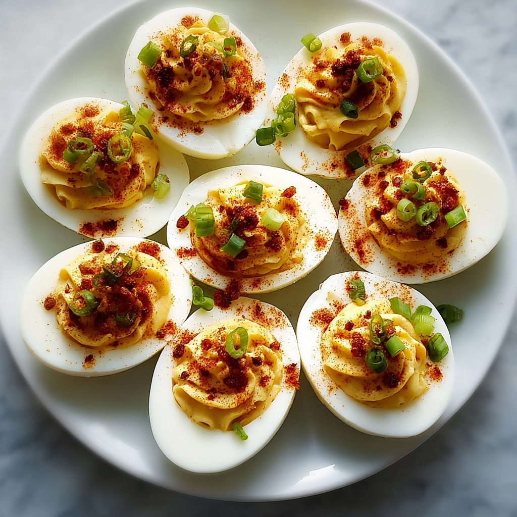 Spice Up Your Party: Korean Gochujang Deviled Eggs Delight Recipe - Recipe Image