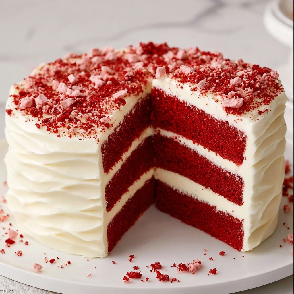Delicious Red Velvet Cake with Cream Cheese Frosting Recipe - Recipe Image