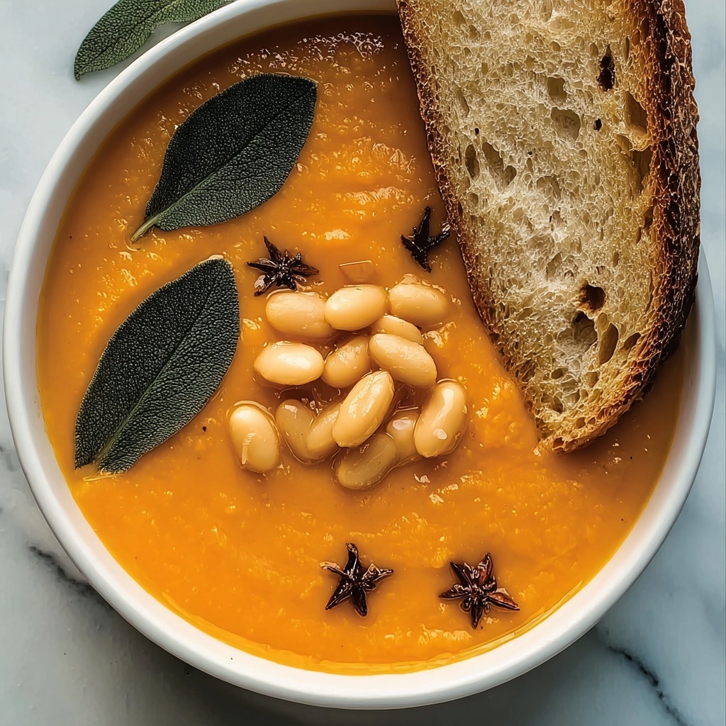 Butternut Squash and White Bean Soup with Crispy Sage Recipe - Recipe Image