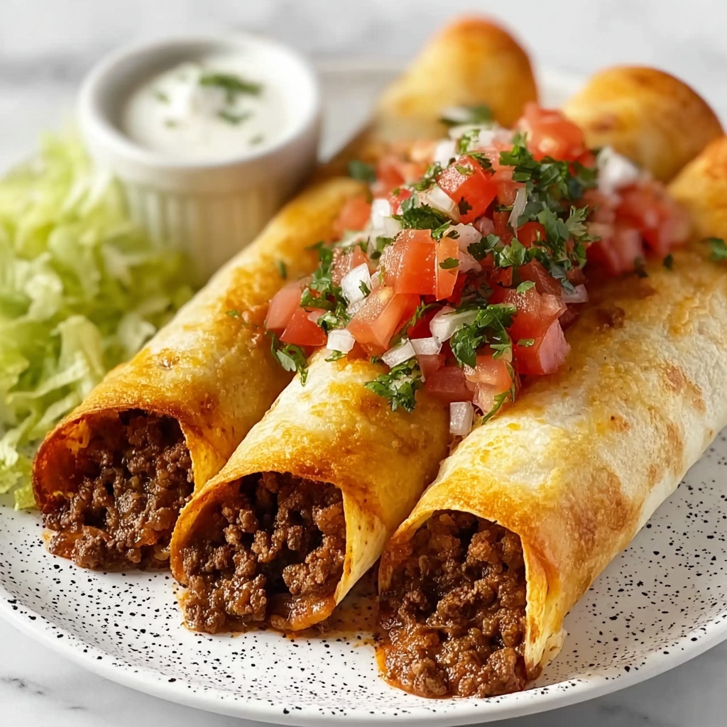 Beef Taquitos with Lime-Cilantro Sour Cream Recipe - Recipe Image