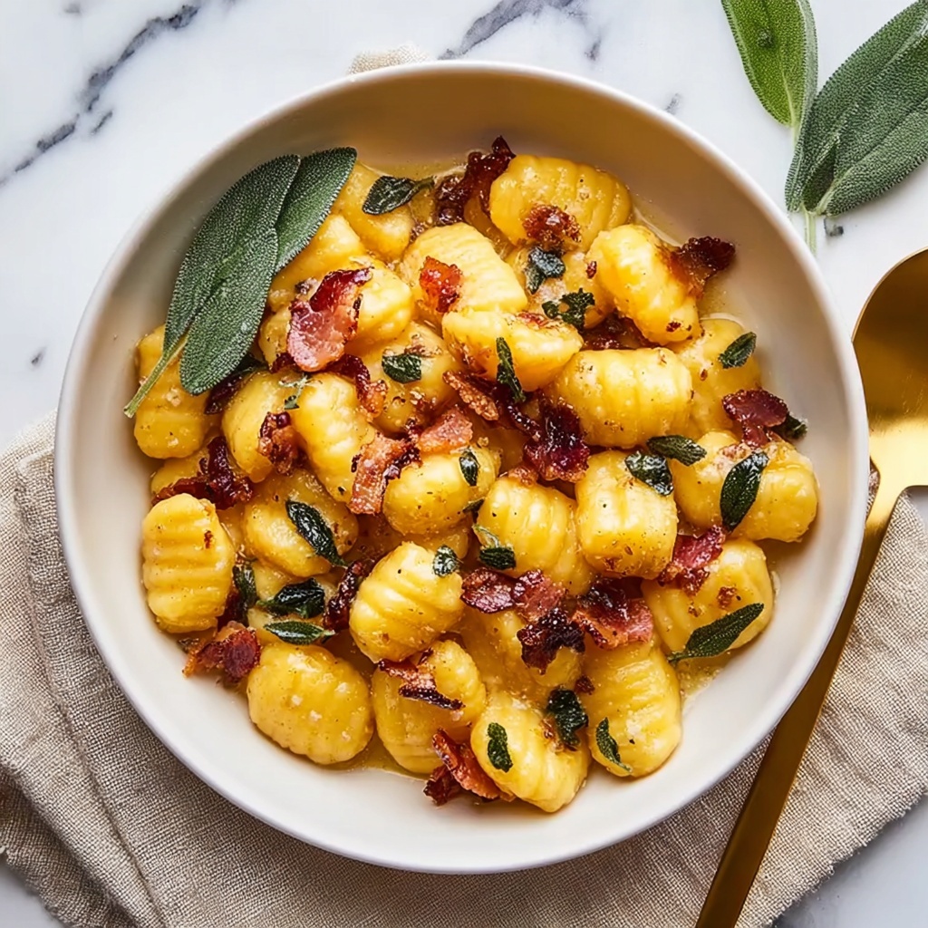 Gnocchi with Creamy Pumpkin Sauce and Crispy Sage Recipe - Recipe Image