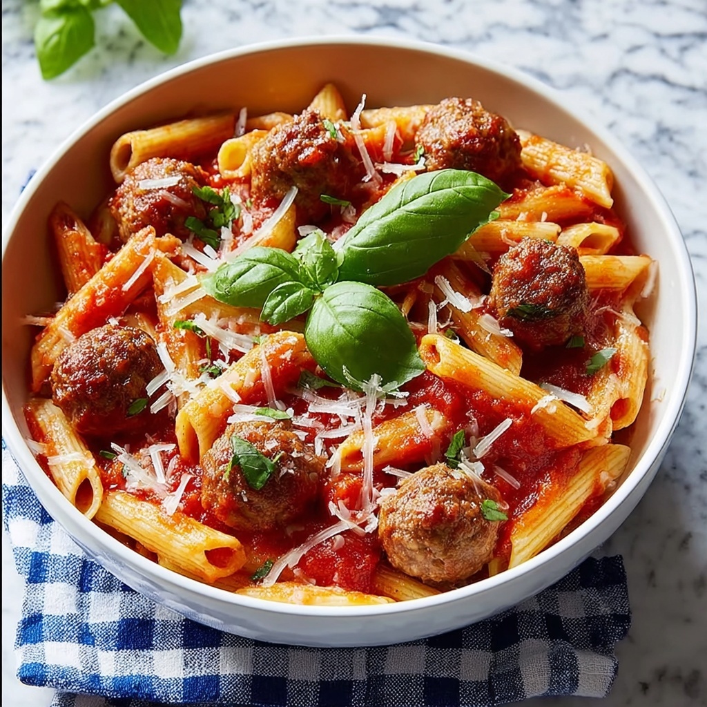 Three-Cheese Meatball Mostaccioli Recipe - Recipe Image