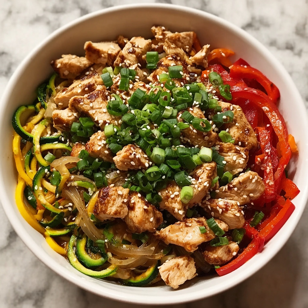 Garlic Chicken Zucchini Noodles Stir Fry Recipe - Recipe Image