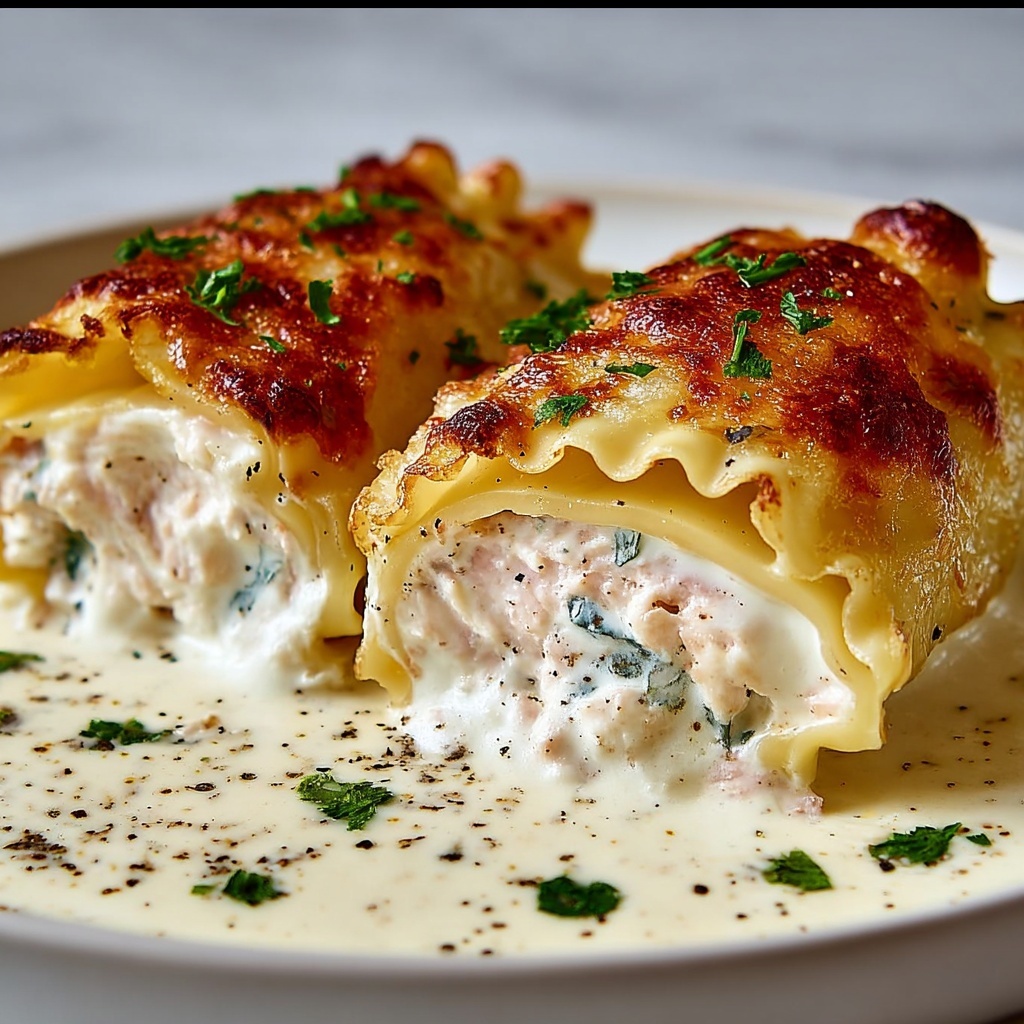 Chicken Alfredo Lasagna Rolls: A Creamy Dreamy Recipe - Recipe Image