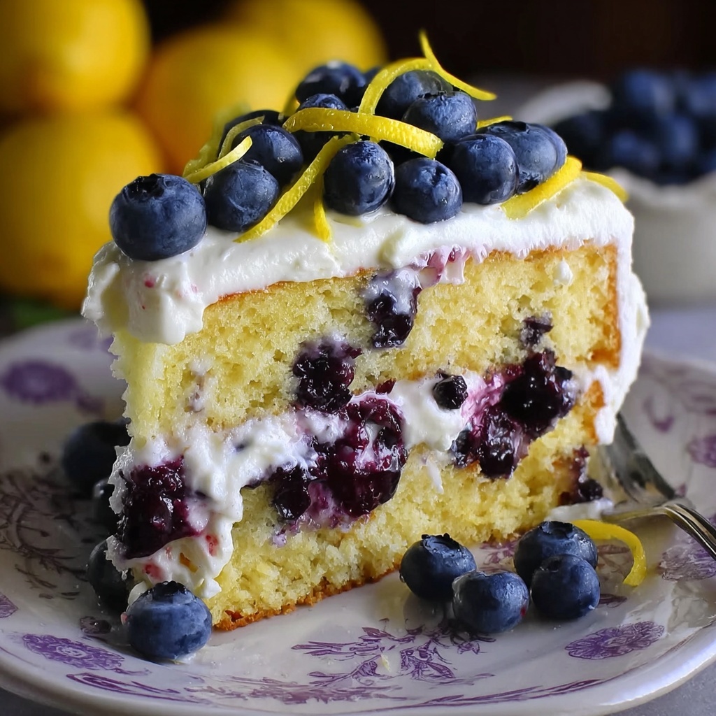 No-Bake Lemon Dazzling Blueberry Cream Cake Recipe - Recipe Image