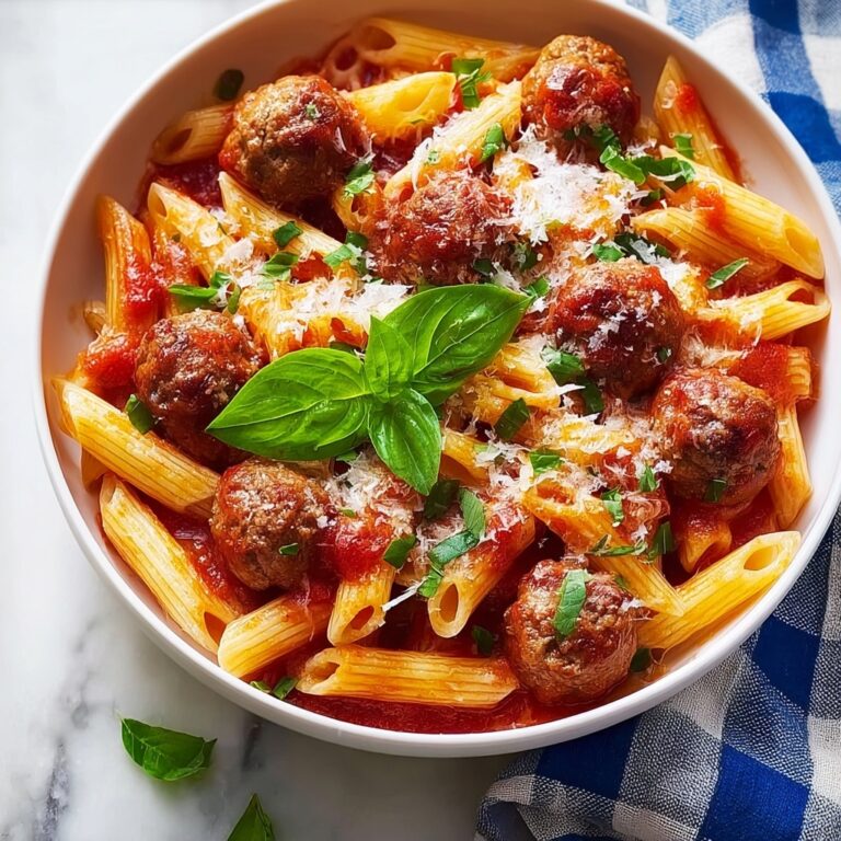 Three-Cheese Meatball Mostaccioli Recipe